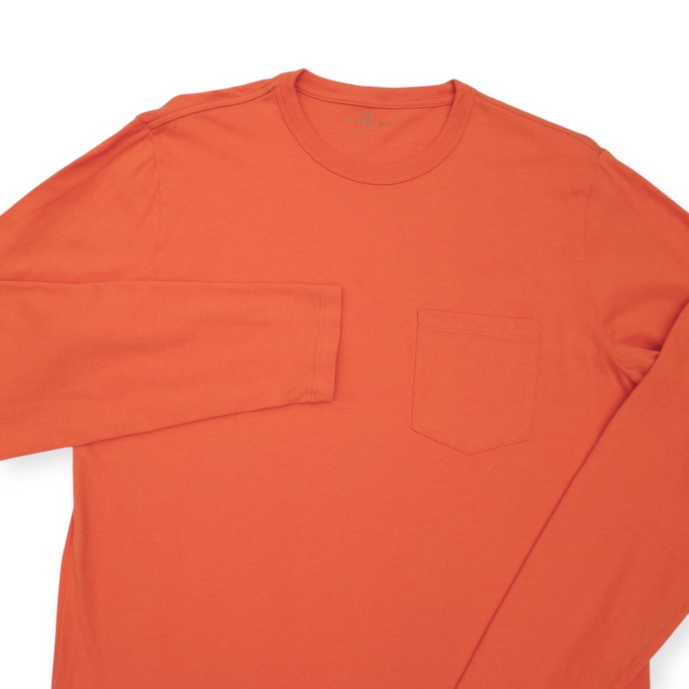Sid Mashburn Pocket T Shirt Mens L Long Sleeve Orange 100% Cotton Large $75